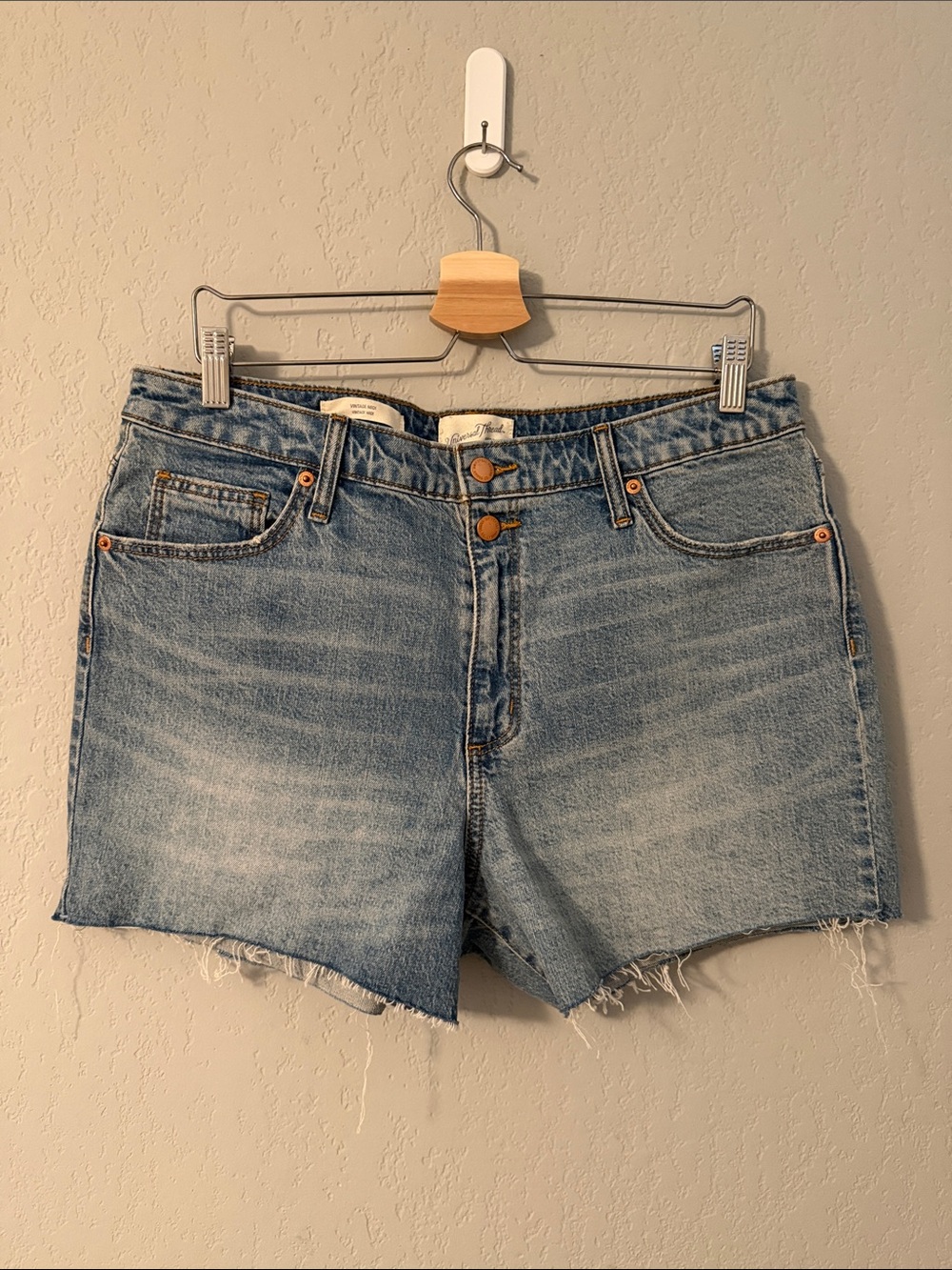 High-Rise Denim Cutoff Shorts Vintage Wash Universal Thread Size 14
